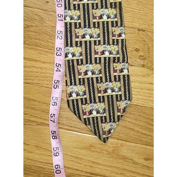 The Bob Timberlake Collection 100% Silk Tie Floral gold black USA - Picture 6 of 8